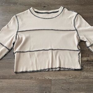 Urban outfitters, inside out seam cropped long sleeve shirt